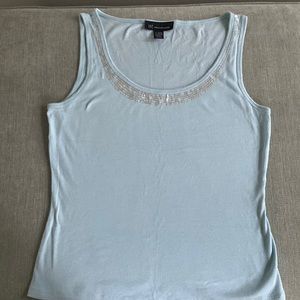 I.N.C. Light blue tank top with clear sequins scoop neck